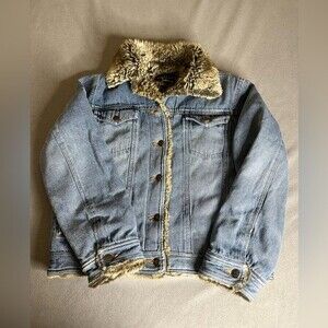 VINTAGE FABIO FUR LINED JEAN JACKET SIZE M